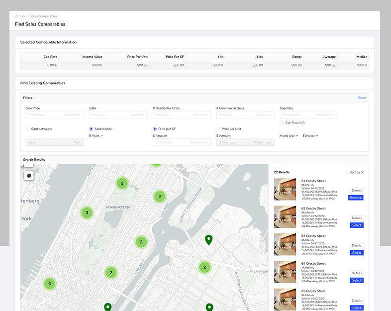 Designing Complex case study — Bowery Valuation sales comparables search tool