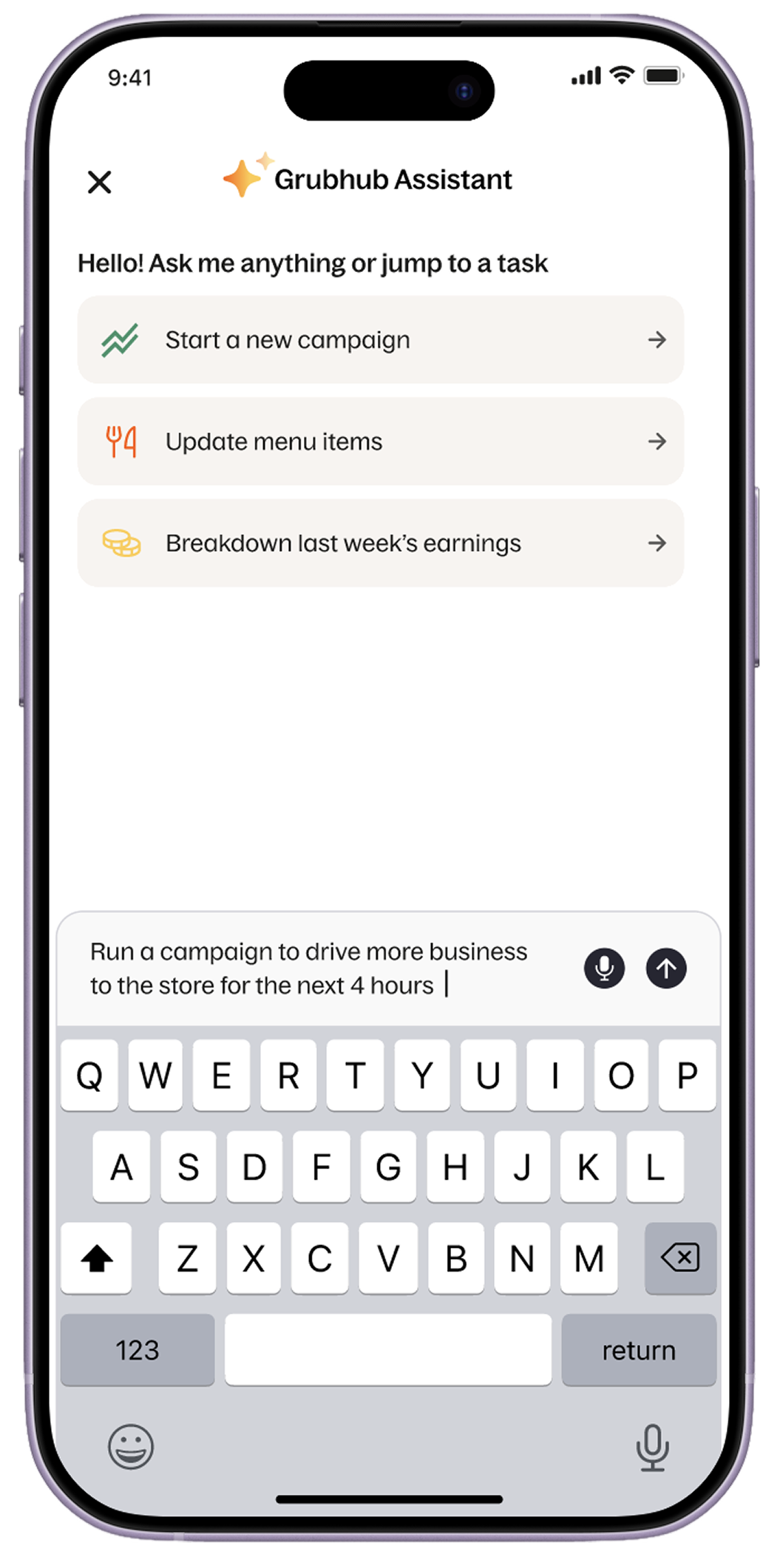 Merchant Assistant — AI agent for Grubhub for Restaurants
