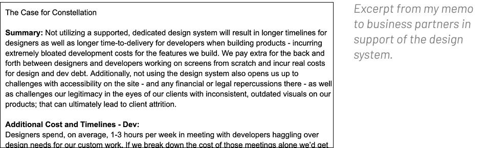 The Case for Constellation — memo excerpt to business partners